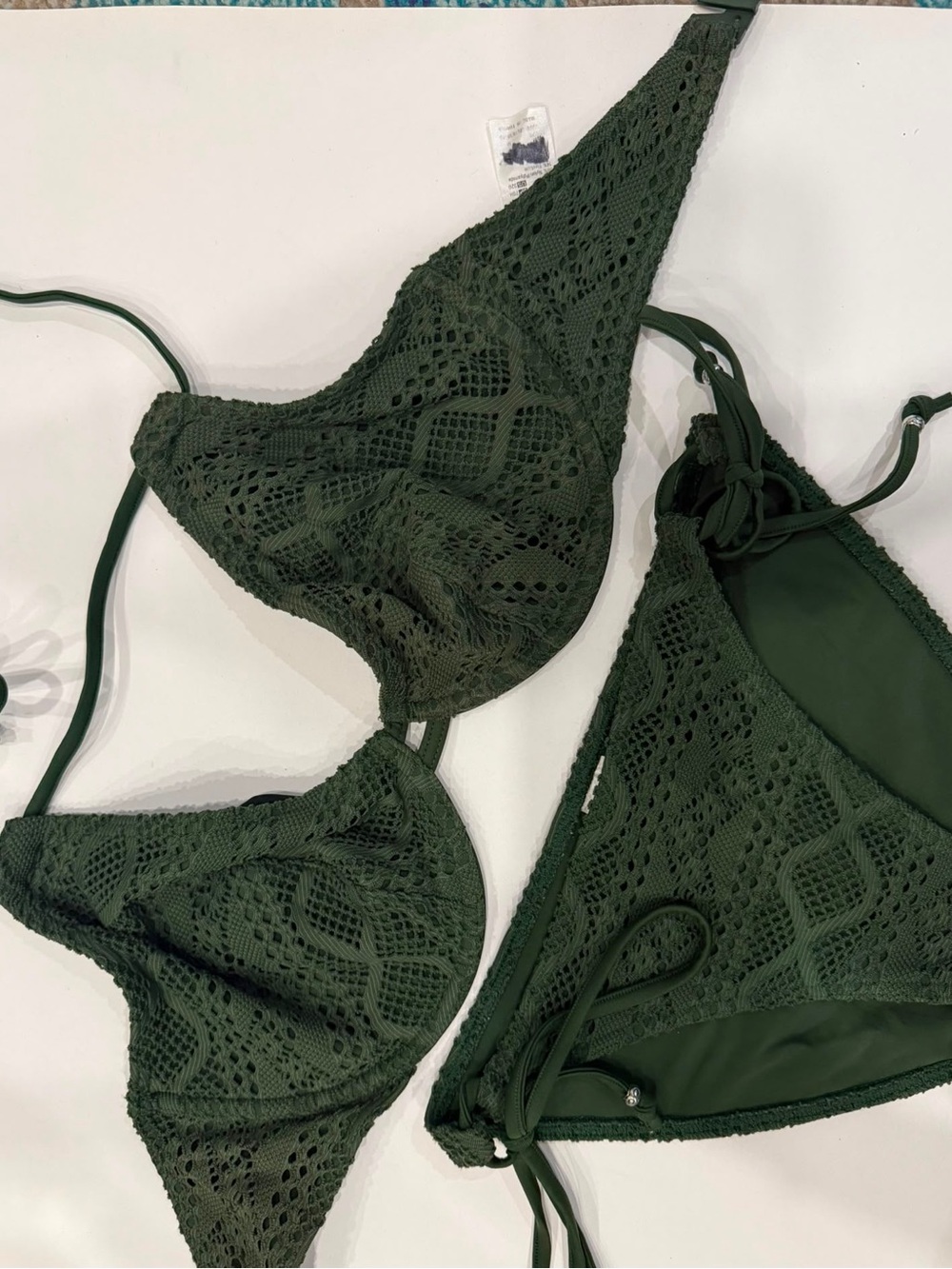 Freya Olive Green Crochet Triangle Bikini Set - Speciality Size Cup